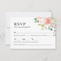 Cartão RSVP de Convite para Casamento Floral de Aq