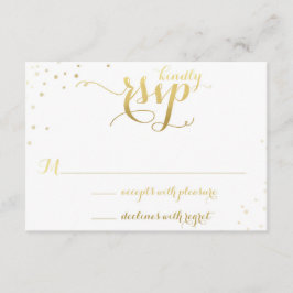 Cartão RSVP de Convite para Casamento Gold Foil Gl