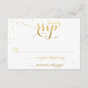 Cartão RSVP de Convite para Casamento Gold Foil Gl