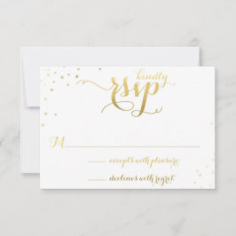 Cartão RSVP de Convite para Casamento Gold Foil Gl