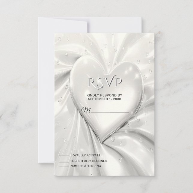 Cartão RSVP de Creme Branco Elegante (Frente)