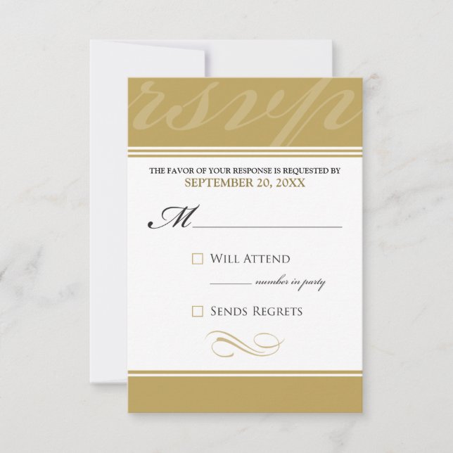 Cartão RSVP de Designer Simples (ouro) (Frente)