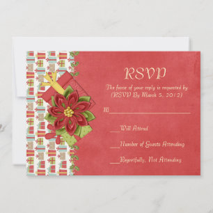 Cartão RSVP de doação vermelho Natal