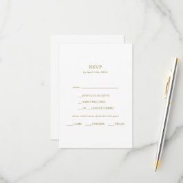 Cartão RSVP de Escolha de Menu Dourado Minimalista