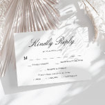cartão RSVP de escolha de refeição de tipografia s<br><div class="desc">design de tipografia simples com texto preto e branco para seus cartões de casamento RSVP. As cores e o texto podem ser personalizados.</div>
