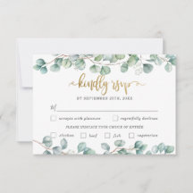 Cartão RSVP de Escolha de Renda de Casamento Eucal