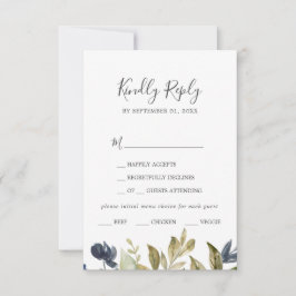 Cartão RSVP de Escolha do Menu Verde do outono