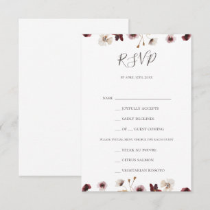 Cartão RSVP de Escolha do Menu Wildflower do Cobre