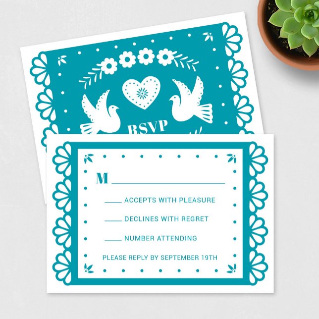 Cartão RSVP de Estilo Papel Picado (Criador carregado)