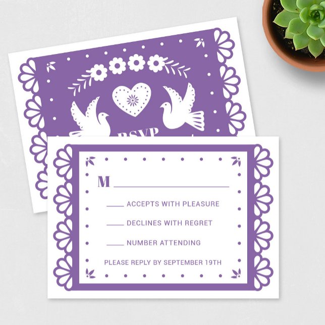 Cartão RSVP de Estilo Papel Picado (Criador carregado)