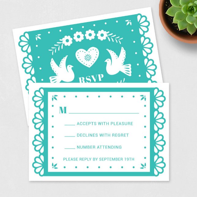 Cartão RSVP de Estilo Papel Picado (Criador carregado)