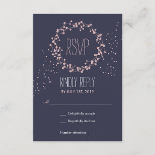Cartão RSVP de Fita Floral marinho Azul Cor-de-Ros