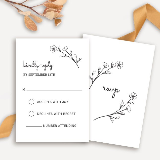 Cartão RSVP de Flor Selvagem (Wildflower RSVP Card by Fiesta Valley Print)
