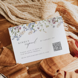 Cartão RSVP de flor selvagem com código QR Boho Fl