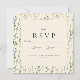 Cartão RSVP de Flor Selvagem de Boho Cream