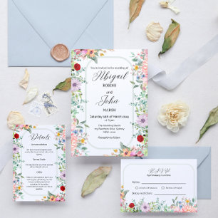 Cartão RSVP de Flor Selvagem Whimsical