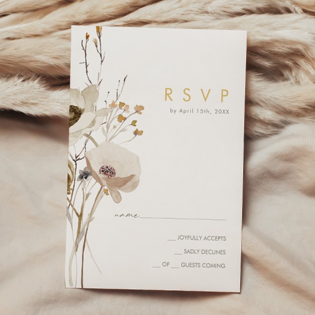 Cartão RSVP de Flor Selvagem Whimsical (Criador carregado)