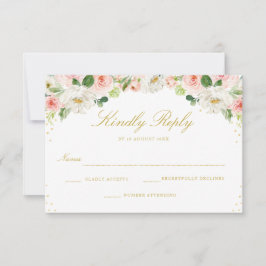 Cartão RSVP de flores rosa embebidas Elegante