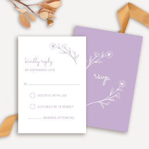Cartão RSVP de Flores Selvagens em Lilac