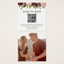 Cartão RSVP de Foto de Casamento de Código QR Blus