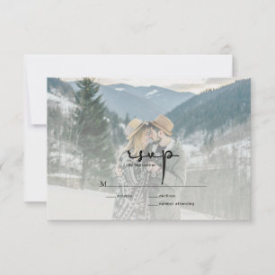 Cartão RSVP de Foto de Casamento de Script Elegant