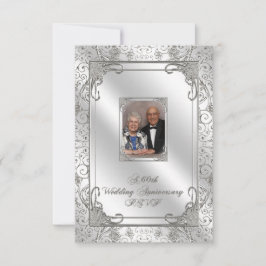 Cartão RSVP de Foto do Aniversário de Casamento 60