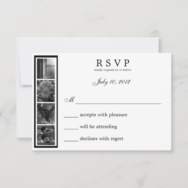 Cartão RSVP de Fotografia do Word Art (Frente)