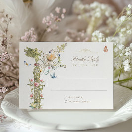 Cartão RSVP de Jardim Mítico para Casamento Encant