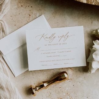 Cartão RSVP de Menu de Casamento de Caligrafia Dou