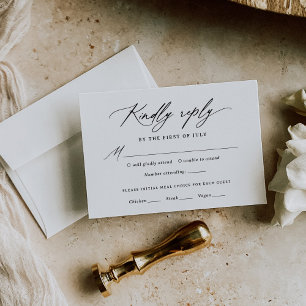 Cartão RSVP de Menu de Casamento de Caligrafia Mod