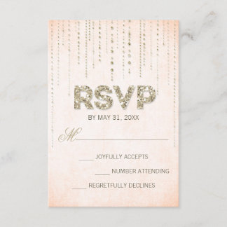 Cartão RSVP de Olhar de Casamento de Pêssego e Dou