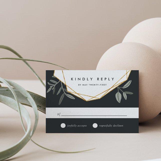 Cartão RSVP de Olive Leaf (Criador carregado)