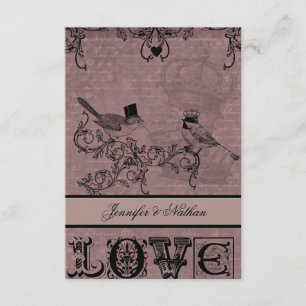 Cartão RSVP de Pássaros de Amor de Casamento