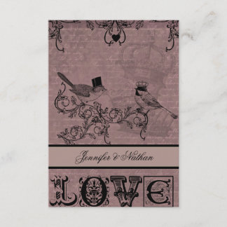 Cartão RSVP de Pássaros de Amor de Casamento