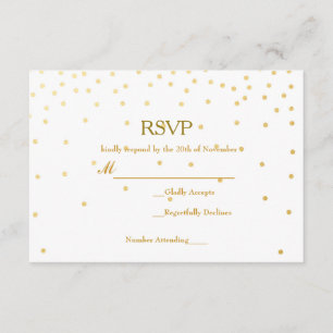 Cartão RSVP de Pontos de Confetti de Folha Branca 