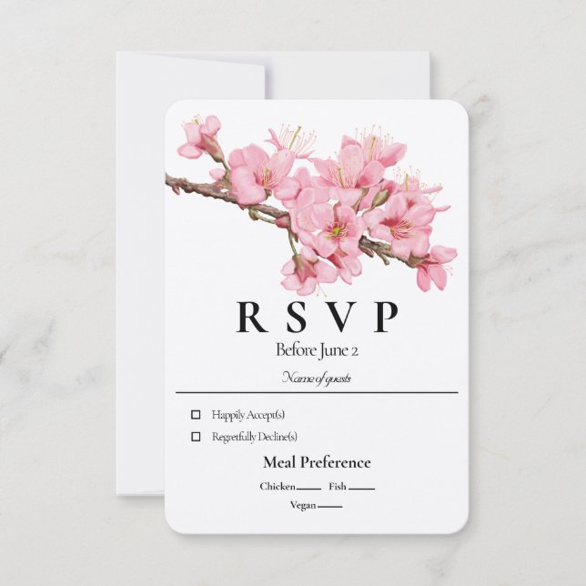 cartão RSVP de primavera cherry blosom (Frente)
