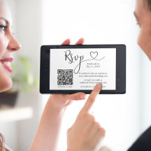 RSVP de QR preto e branco de casamento simples min