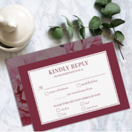 Cartão RSVP de Refeição Romântica de Casamento Rom