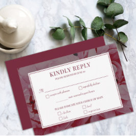 Cartão RSVP de Refeição Romântica de Casamento Rom