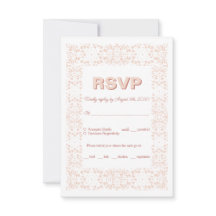 Cartão RSVP de rendas rosa elegante personalizado 