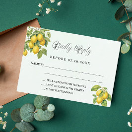 Cartão RSVP de resposta ao casamento com citrinos 