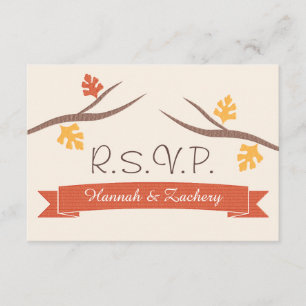 Cartão RSVP de Resposta de Casamento de Fall Acorn