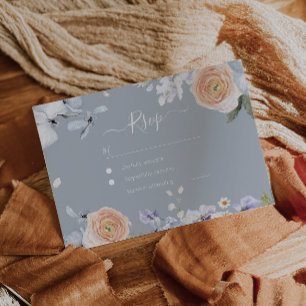 Cartão RSVP de Resposta de Casamento de Pêssego e