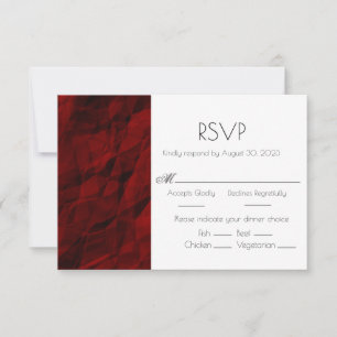 Cartão RSVP de Resposta de Casamento Elegante Red