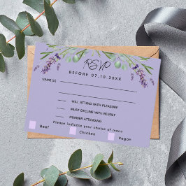 Cartão RSVP de resposta do menu de casamento viole