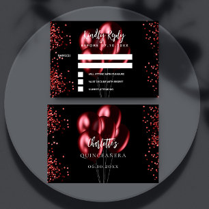 Cartão RSVP de resposta dos balões vermelho preto 