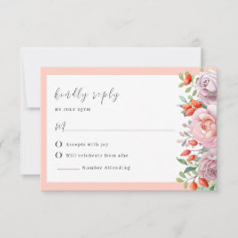 Cartão RSVP de Rosa de Casamento Elegante