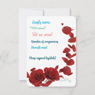 Cartão RSVP de Rosa vermelha Elegante - Resp de Ca