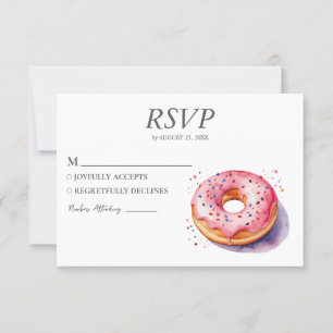 Cartão RSVP de Rosquinha de Aquarela Casamento Doc