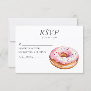 Cartão RSVP de Rosquinha de Aquarela Casamento Doc